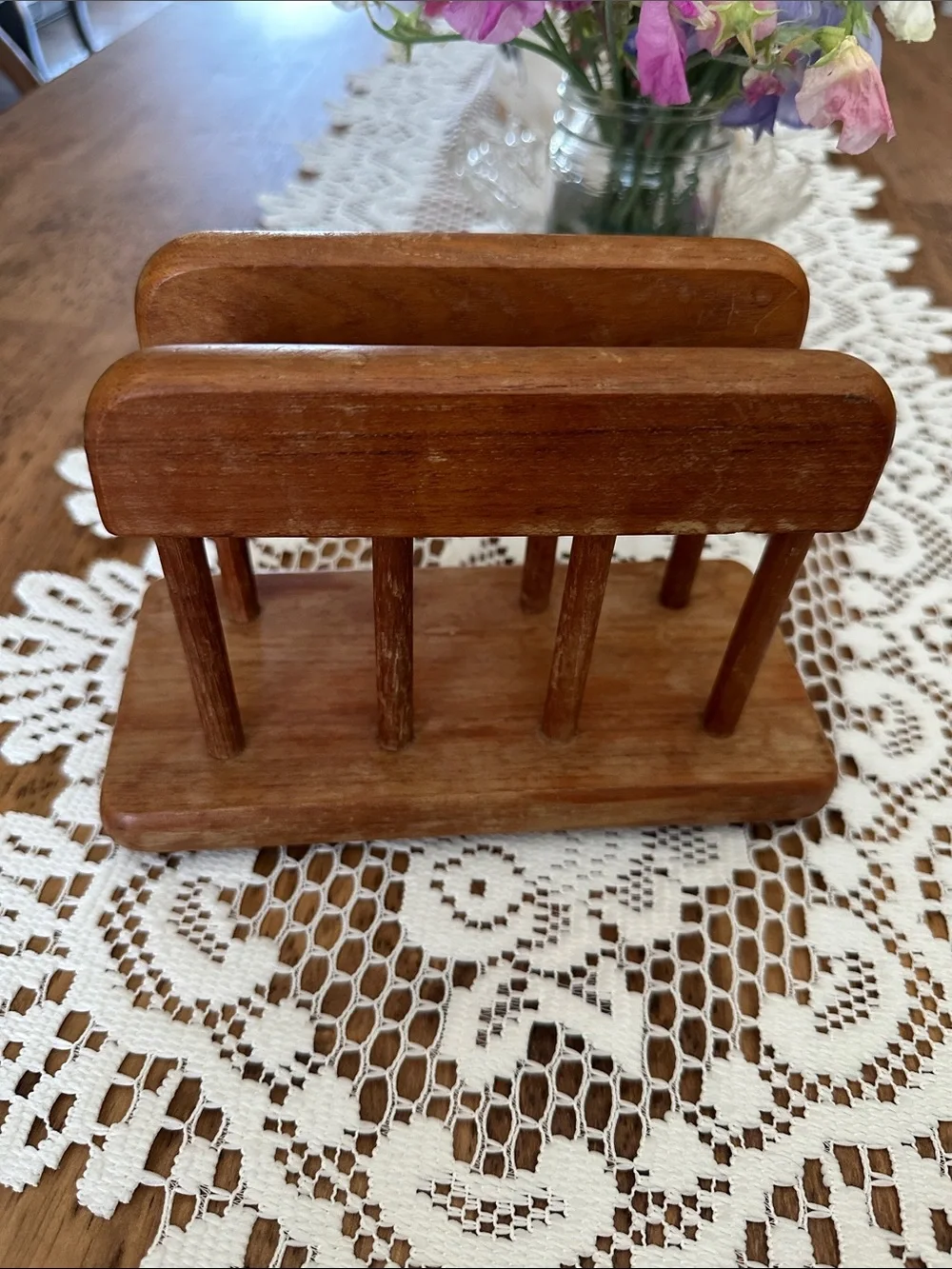 Vintage 70’s Wooden Paper Towel/Utensil Holder - Brown